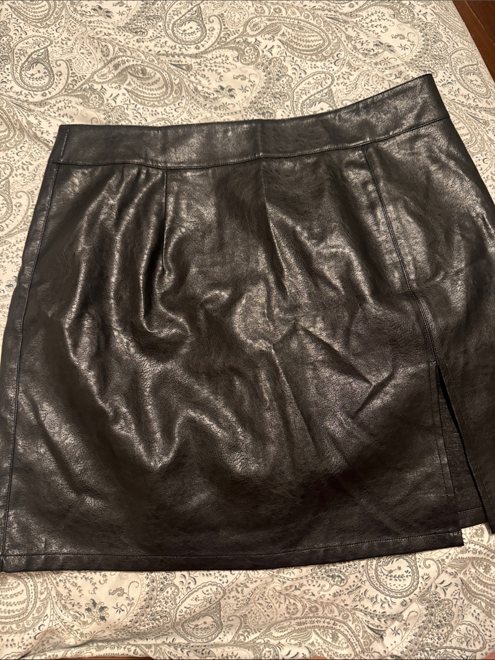 Lioness Black Leather Mini Skirt with Subtle Side Slit
